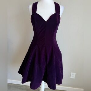 Vintage Rampage Purple Velvet Sweetheart Skater Dress Juniors 5 Semi Formal
